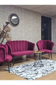 Siyah Boyalı Sivriltme Ayak Bordo Döşeme Papatya Çay Seti Koltuk Takımı , Balkon, Salon, Ofis, Cafe Koltuk Takımı - 5