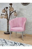 Tekli Krom Tel Ayak Pembe Döşeme Papatya Çay Seti Koltuk Takımı , Balkon, Salon, Ofis, Cafe Koltuk Takımı - 3