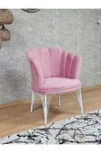 Tekli Beyaz Boyalı Tel Ayak Pembe Döşeme Papatya Çay Seti Koltuk Takımı , Balkon, Salon, Ofis, Cafe Koltuk Takımı - 2