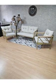 Gold Boyalı Bahçe Koltuk Takımı Krem Döşeme - Balkon - Mutfak Çay Seti Takımı Bahçe Koltuk Takımı - 8