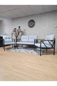 Siyah Boyalı Bahçe Gri Döşeme - Balkon - Mutfak Çay Seti Takımı Bahçe Koltuk Takımı - 5