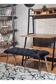 100'lük Benc – Krom Kaplama Sivriltme Ayaklı Siyah Döşemeli Oturak, Bench, Oturak, Makyaj Pufu - 4