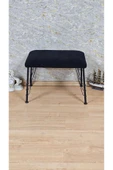 Siyah Boyalı Tel Ayaklı 60cm x 40cm Tedy Kumaşlı Siyah Döşeme Oturak, Bench, Oturak, Puf - 2