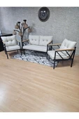 Siyah Boyalı Bahçe Krem Döşeme - Balkon - Mutfak Çay Seti Takımı Bahçe Koltuk Takımı - 6