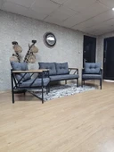 Siyah Boyalı Bahçe Füme Döşeme - Balkon - Mutfak Çay Seti Takımı Bahçe Koltuk Takımı - 4