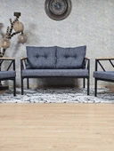 Siyah Boyalı Bahçe Füme Döşeme - Balkon - Mutfak Çay Seti Takımı Bahçe Koltuk Takımı - 2