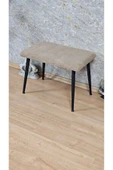 Siyah Boyalı Sivriltme Ayaklı 60cm x 40cm Tedy Kumaşlı Kapiçino Döşeme Oturak, Bench, Oturak, Puf - 4
