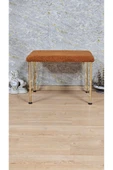 Gold Tel Ayaklı 60cm x 40cm Tedy Kumaşlı  Turuncu  Döşeme Oturak, Bench, Oturak, Puf - 1