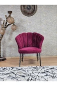 Tekli Siyah Boyalı Tel Ayak Bordo Döşeme Papatya Çay Seti Koltuk Takımı , Balkon, Salon, Ofis, Cafe Koltuk Takımı - 1