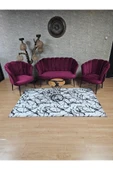 Siyah Boyalı Sivriltme Ayak Bordo Döşeme Papatya Çay Seti Koltuk Takımı , Balkon, Salon, Ofis, Cafe Koltuk Takımı - 3