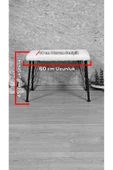 Beyaz Boyalı Tel Ayaklı 60cm x 40cm Tedy Kumaşlı  Krem Döşeme Oturak, Bench, Oturak, Puf - 5