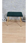 Gold Kaplama Sivriltme Ayaklı 60cm x 40cm Tedy Kumaşlı Yeşil Döşeme Oturak, Bench, Oturak, Puf - 2
