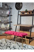 100'lük Benc – Gold  Kaplama Sivriltme Ayaklı Bordo Döşemeli Oturak, Bench, Oturak, Makyaj Pufu - 1