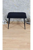 Siyah Boyalı Sivriltme Ayaklı 60cm x 40cm Tedy Kumaşlı Siyah Döşeme Oturak, Bench, Oturak, Puf - 2