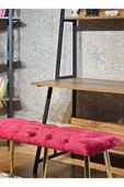 100'lük Benc – Gold  Kaplama Sivriltme Ayaklı Bordo Döşemeli Oturak, Bench, Oturak, Makyaj Pufu - 4