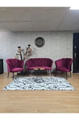 Siyah Boyalı Sivriltme Ayak Bordo Döşeme Papatya Çay Seti Koltuk Takımı , Balkon, Salon, Ofis, Cafe Koltuk Takımı - 1