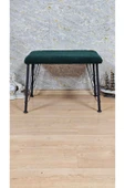 Siyah Boyalı Tel Ayaklı 60cm x 40cm Tedy Kumaşlı Yeşil Döşeme Oturak, Bench, Oturak, Puf - 1