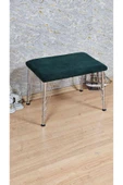 Krom Tel Ayaklı 60cm x 40cm Tedy Kumaşlı  Yeşil Döşeme Oturak, Bench, Oturak, Puf - 3