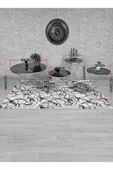 Beyaz Boyalı Cam Pota Orta Sehpa Mavi Mermer Desenli Temperli Baskılı Cam - Sehpa - Orta Sehpa - Yan Sehpa - 2