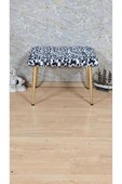 Gold Kaplama Sivriltme Ayaklı 60cm x 40cm Tedy Kumaşlı Zebra Döşeme Oturak, Bench, Oturak, Puf - 2
