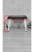 Krom Kaplama Sivriltme Ayaklı 60cm x 40cm Tedy Kumaşlı Füme Döşeme Oturak, Bench, Oturak, Puf - 5