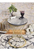 Gold Kaplama Pota 34 cm Suntalem Tablalı Sehpa - Marmol Suntalem Sehpa - Ahşap Sehpa - Zigon Sehpa - 1