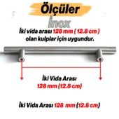 İnox Metal Mobilya Mutfak Çekmece Dolap Dolabı Kapak Kulbu Kulpu Kulpları (128 mm - 12.8 cm) thumbnail 2