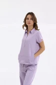 BRLMEDİNİLLA Brl Üniforma  Tek Üst Yandan Cepli Gizli Fermuar Polo Yaka Doktor ve Hemşire  Cerrahi Forma Lacivert - 9