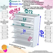 Modilayn VARBİ UMAY' 2 Li Asma Antre 72x181x25, 5 cm’ lik 5 Düşer Kapak 10 Göz Bölme Ayakkabılık - 5