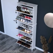 Modilayn VARBİ UMAY' 2 Li Antre Hol 72 x205x 25, 5 cm’ lik 5 Düşer Kapak 10 Göz Bölme Ayakkabılık - 3