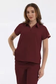 BRLMEDİNİLLA Brl Üniforma  Tek Üst Yandan Cepli Gizli Fermuar Polo Yaka Doktor ve Hemşire  Cerrahi Forma Lacivert - 4