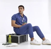 Brl Üniforma BRLMEDIZIP  Tek Üst Likralı Unisex Doktor ve Hemşire Cerrahi Forması Lacivert - 8