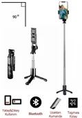 K03 Tripod Bluetooth Kumandalı Selfie Çubuğu Monopod Video ve Fotoğraf Çekim Tripodu - 1