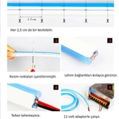 Neon LED şerit 5metre Kırmızı LED zincir bandı hortum esnek dekoratif aydınlatma ışık 12V 10W - 12