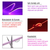 Neon LED şerit 5metre (Mavi) LED zincir bandı hortum esnek dekoratif aydınlatma ışık 12V 10W - 9