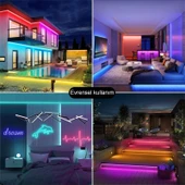 Neon LED şerit 5metre Kırmızı LED zincir bandı hortum esnek dekoratif aydınlatma ışık 12V 10W - 4