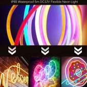 Neon LED şerit 5metre Kırmızı LED zincir bandı hortum esnek dekoratif aydınlatma ışık 12V 10W - 9