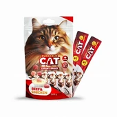 EuroGold Cat Sıvı Kedi Ödülü Dana - Tavuk Etli 5x15Gr 12li - 1