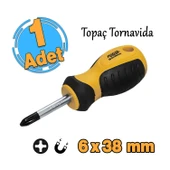 Mıknatıslı Yıldız Uçlu Topaç Tornavida 6x38 mm Vida Sıkma Sökme Vidalama El Tornavidası 10 cm 1 Adet - 1