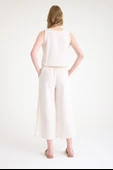 Keten Yazlık Yüksel Bel Capri Pantolon Sırt Detaylı Kolsuz İkili Takım thumbnail 6