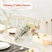 Nettenevime Çanta Vazo Cam Çiçek Vazosu Dekoratif Şeffaf Vazo Büyük Boy Oval Model 1,5kg Glass Bag Vase - 4