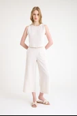 Keten Yazlık Yüksel Bel Capri Pantolon Sırt Detaylı Kolsuz İkili Takım thumbnail 11