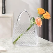 Nettenevime Çanta Vazo Cam Çiçek Vazosu Dekoratif Şeffaf Vazo Büyük Boy Oval Model 1,5kg Glass Bag Vase - 1