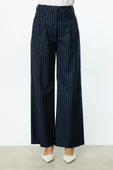 Ekol Yüksel Bel Pileli Çizgili Bol Paça Kadın Pantolon 25YEKL04056 thumbnail 6