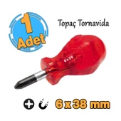 Mıknatıslı Yıldız Uçlu Topaç Tornavida 6x38 mm Vida Sıkma Sökme Vidalama El Tornavidası 10 cm 1 Adet - 1