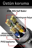 MN6 M109f Cat7 Kablo 5 Metre/10gbps-50 Mikron Altın Kaplama/STP/Cat7 Ethernet Kablosu - 2