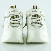 Erkan Saçmacı Ekru Yüksek Taban Spor Fileli Taşlı Bağcıklı Platform Sneaker - 3