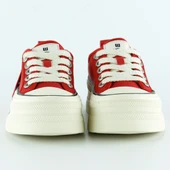 Erkan Saçmacı Kırmızı Saten Yüksek Taban Spor Taşlı Bağcıklı Platform Sneaker - 3