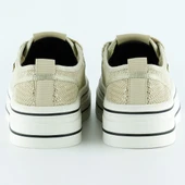 Erkan Saçmacı Bej Yüksek Taban Spor Fileli Taşlı Bağcıklı Platform Sneaker - 4