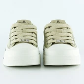 Erkan Saçmacı Bej Yüksek Taban Spor Fileli Taşlı Bağcıklı Platform Sneaker - 3